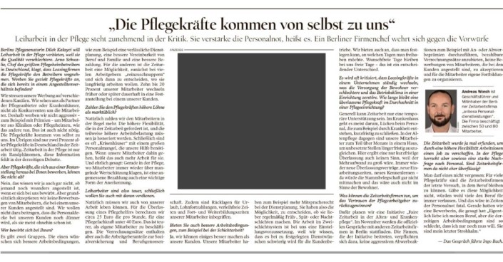 Tagesspiegel v. 14.11.2019 – Interview mit anbosa Zeitarbeit Pflege Tagesspiegel v. 14.11.2019 - Interview mit anbosa Zeitarbeit Pflege