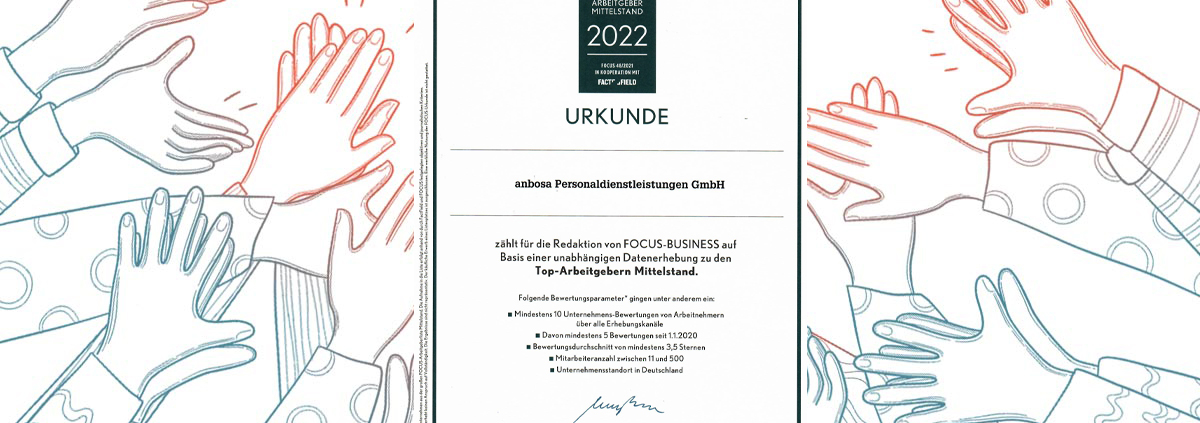 anbosa ist Top Arbeitgeber Mittelstand 2022 Fokus