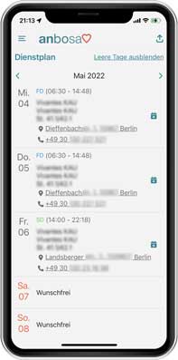 anbosa App - Dienstplan