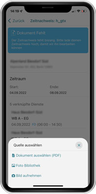 anbosa App - Zeitnachweis hochladen