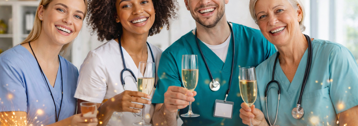 Pflegekräfte und Partner von anbosa feiern gemeinsam den Start ins neue Jahr 2026