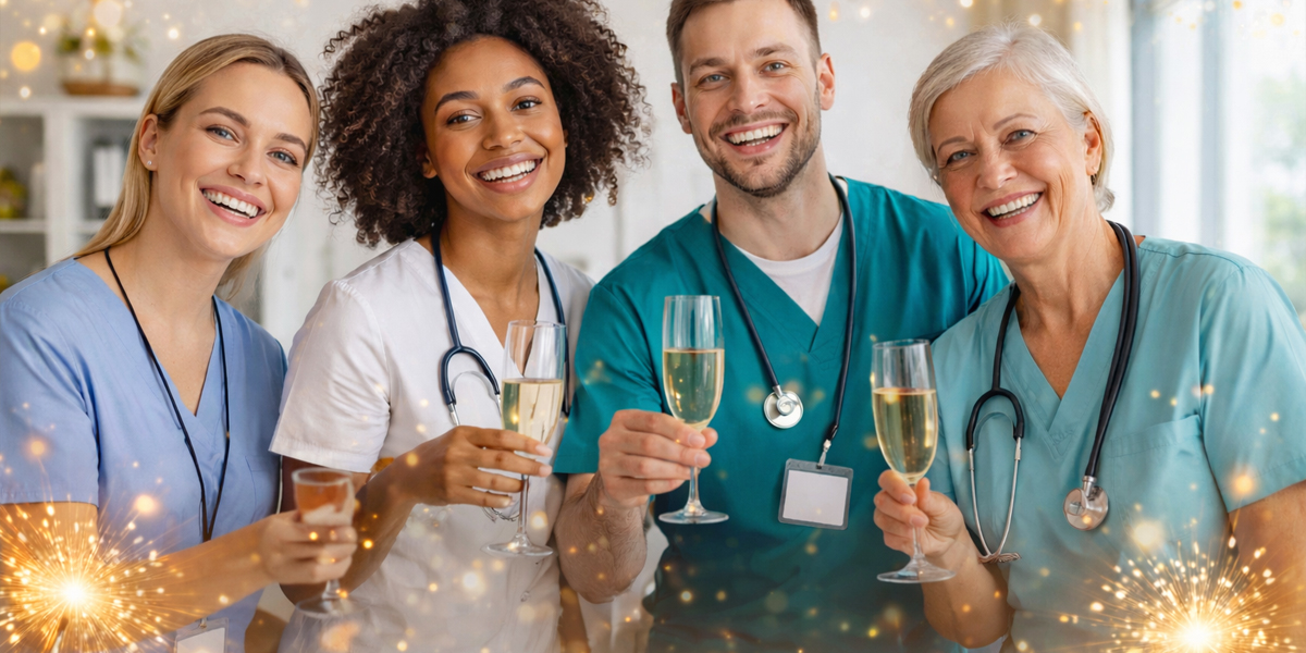 Pflegekräfte und Partner von anbosa feiern gemeinsam den Start ins neue Jahr 2026