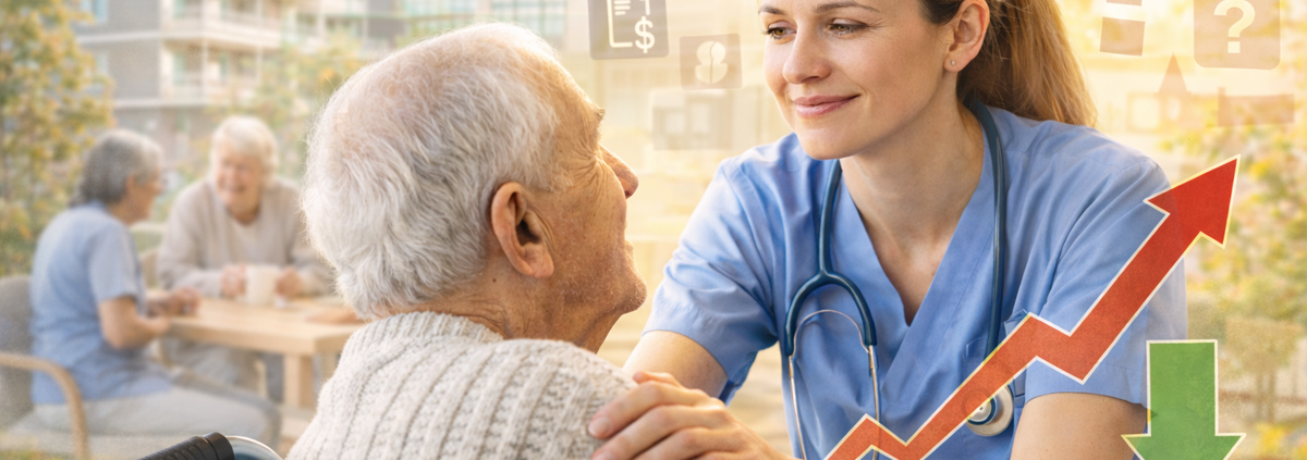 Pflegekraft betreut älteren Mann in der Altenpflege – Arbeiten in der Pflege 2026