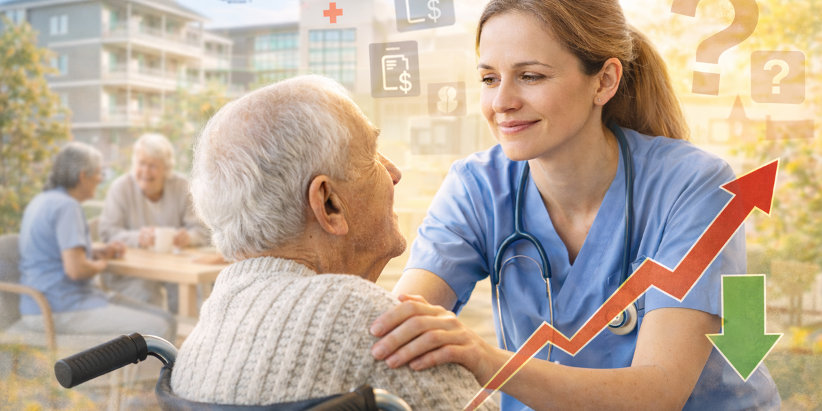 Arbeiten in der Altenpflege 2026 – Pflegeberuf im Wandel Pflegekraft betreut älteren Mann in der Altenpflege – Arbeiten in der Pflege 2026